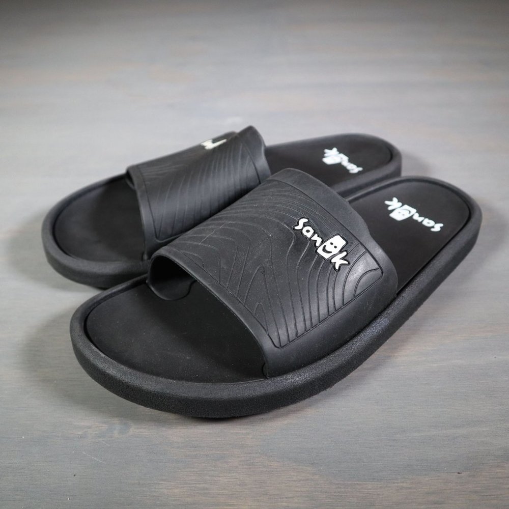 Sanuk Black Flip Flops Slides Men's Size 11 EUR 44